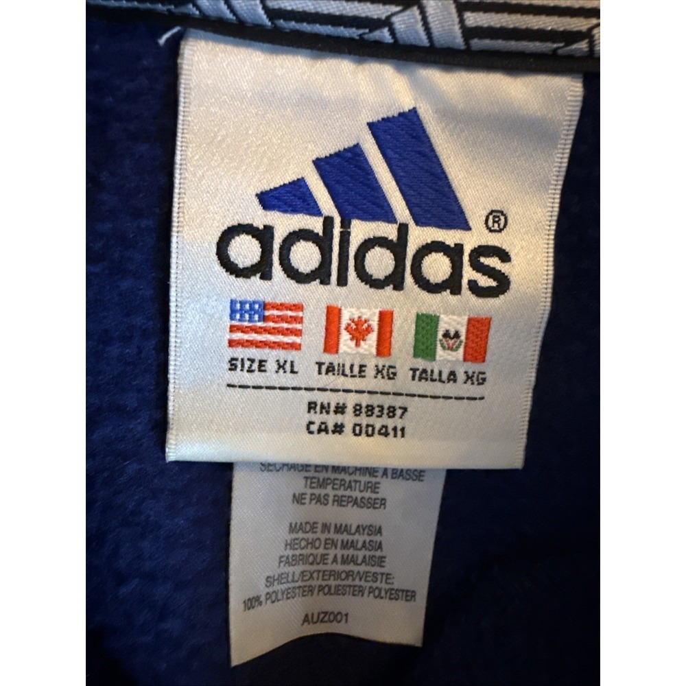 Vintage Adidas Mens XL Fleece Sweatshirt Quarter Zip Blue Pullover Blokecore - Picture 3 of 6